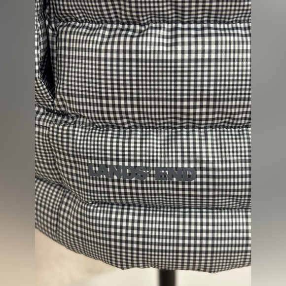 Lands' End White And Black Gingham Check Print Down Filled Puffer Vest Sz L Tall - Picture 8 of 15